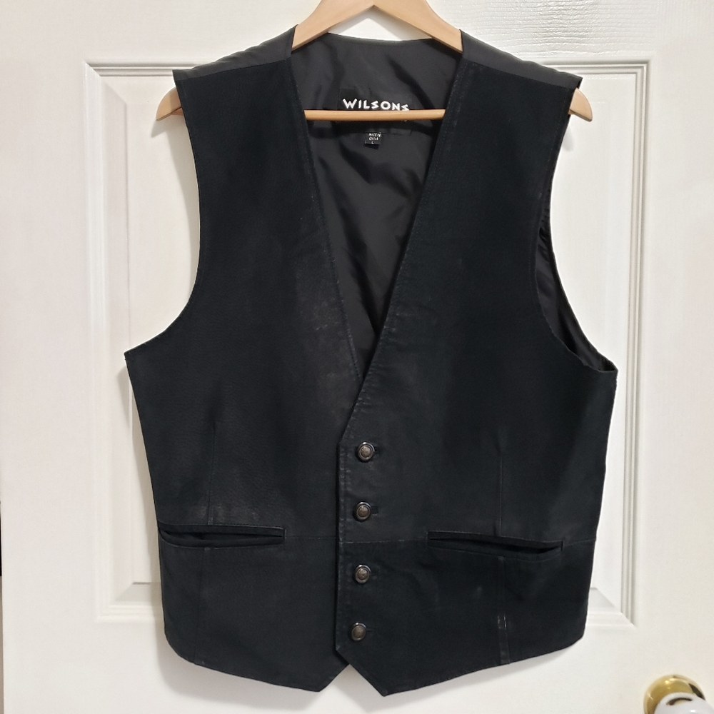 Wilson's Leather Black Pigskin Vest Men's Size Large